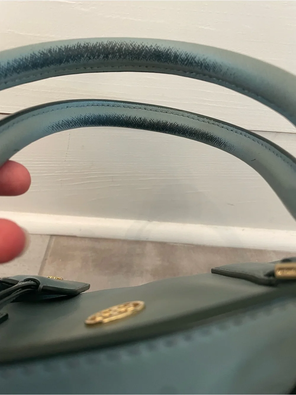 Tory Burch Robinson Convertible Satchel in Dusty Blue